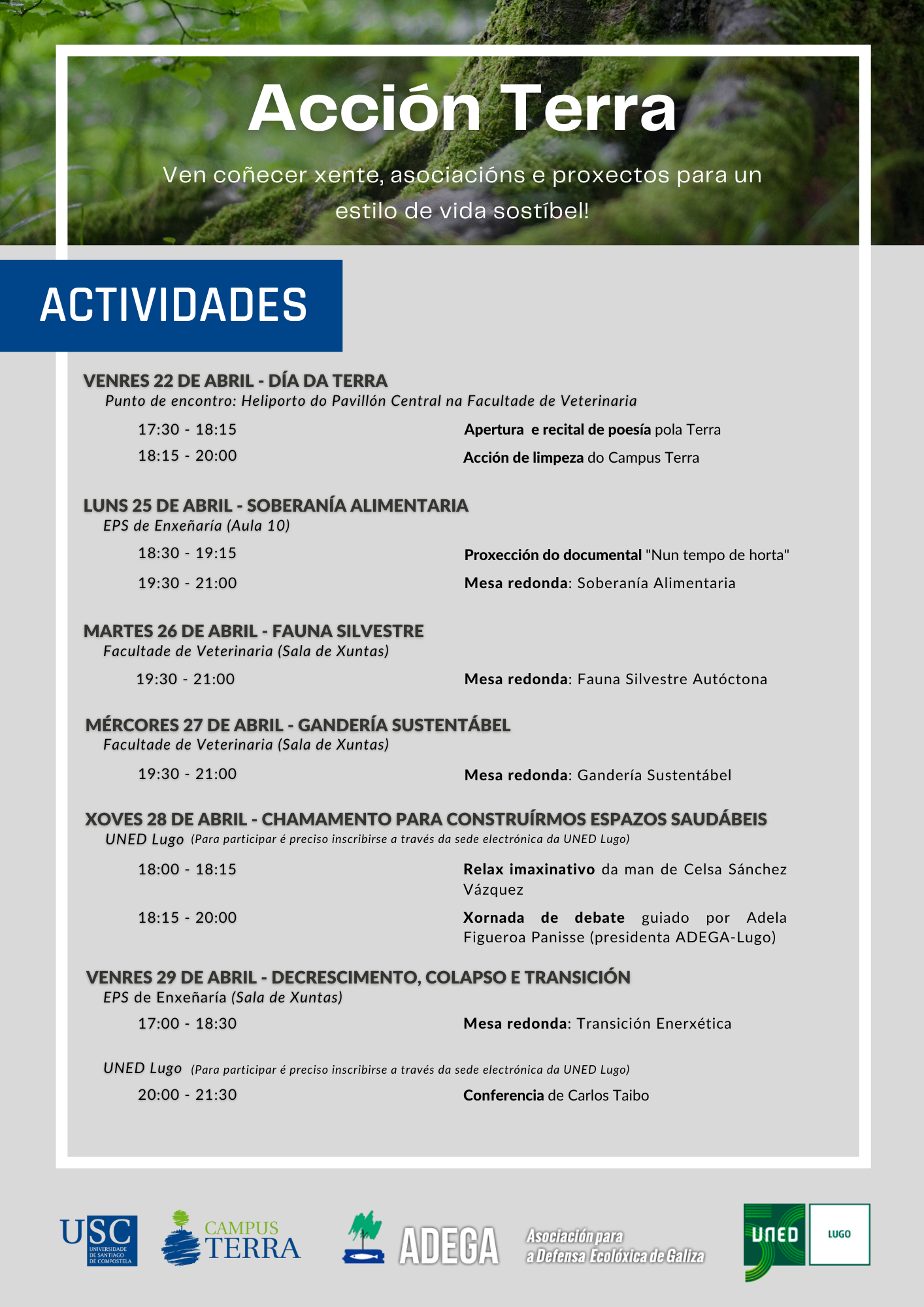 Comezan as Xornadas Acción Terra, promovidas por ADEGA para conmemorar o Día da Terra
