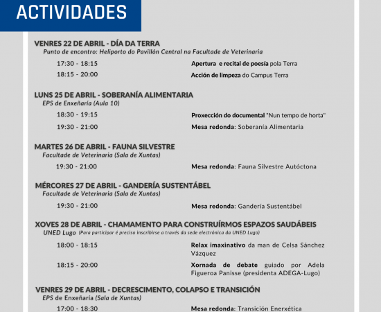 Comezan as Xornadas Acción Terra, promovidas por ADEGA para conmemorar o Día da Terra