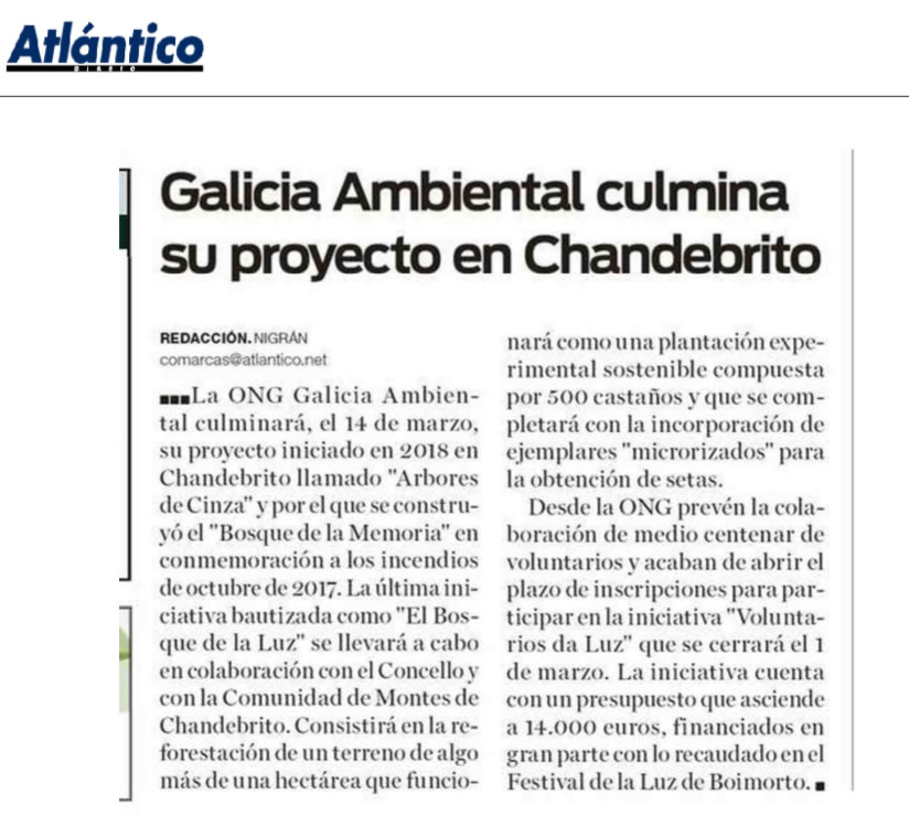 Galicia Ambiental culmina su proyecto en Chandebrito